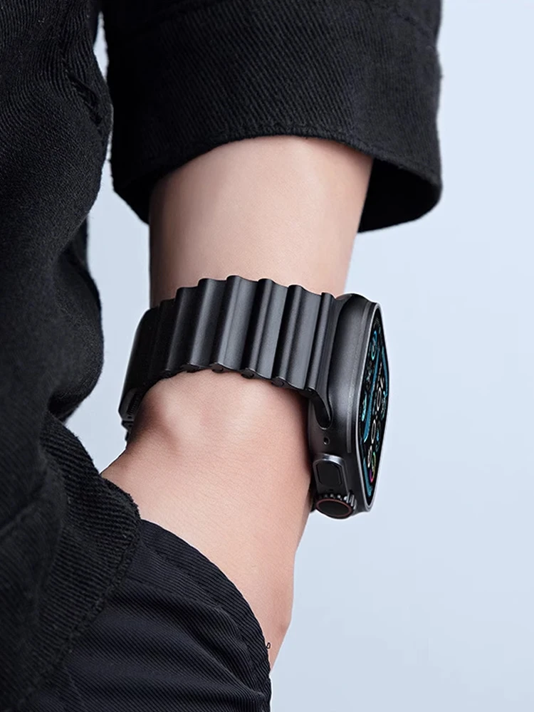Stainless Steel Band for Apple Watch Ultra 3 11 10 9 8 7 6 SE 5 4 Metal Ocean Magnetic Strap for IWatch 42mm 44mm 45mm 46mm 49mm