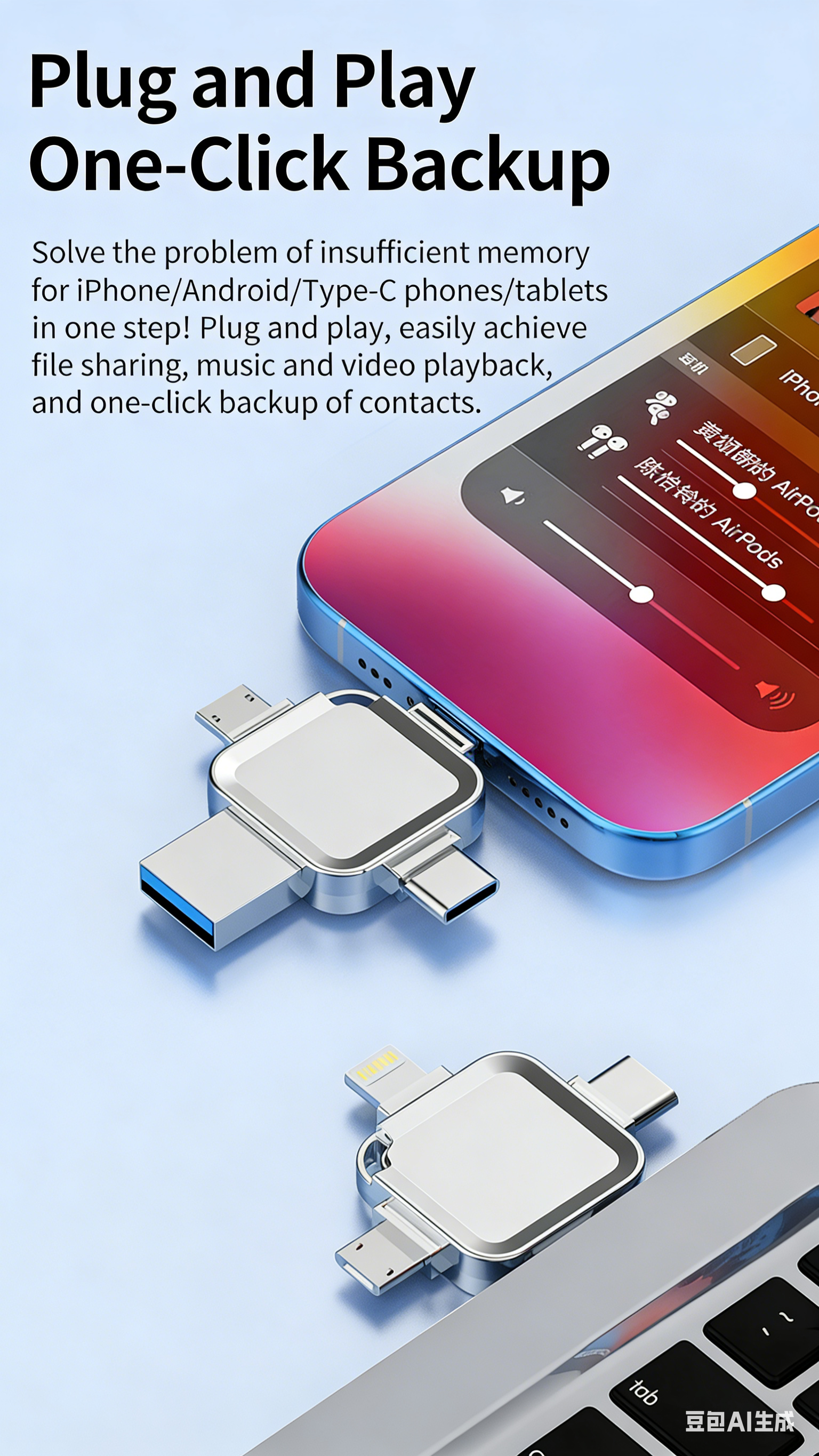 Y65 TYPE C USB Flash Drive OTG 4 IN 1 USB Stick 3.0 128GB Pen Drive 64GB 256GB Pendrive for iPhone 17 16 15 14 13 Memory Disk