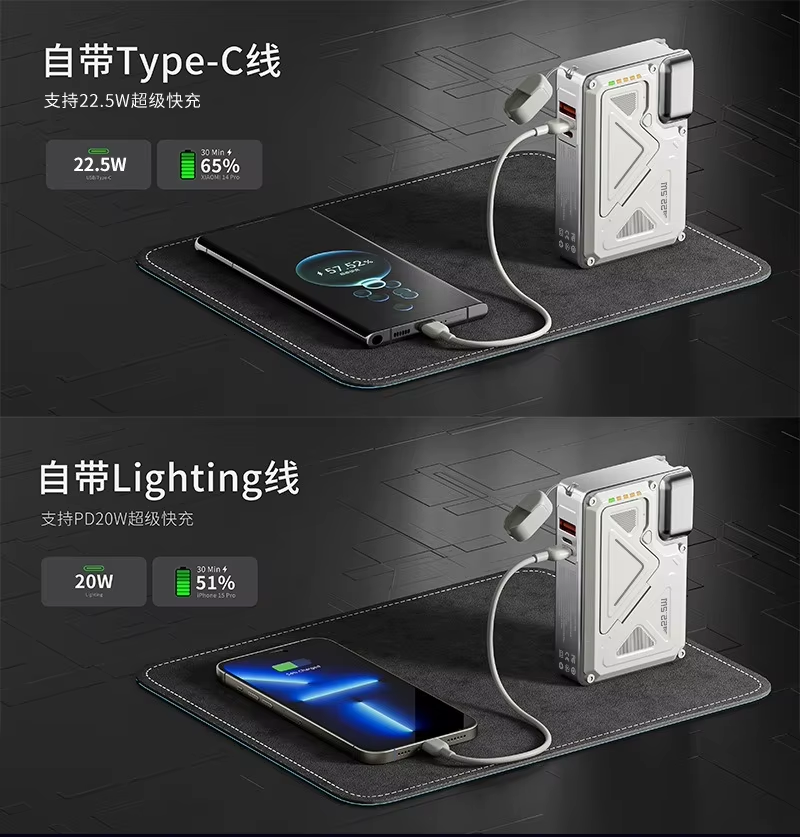 Portable 10000mah AC Power Bank with Magnetic Wireless Fast Charging 22.5W Type-C Input Interface Bracket for Samsung for iPhone