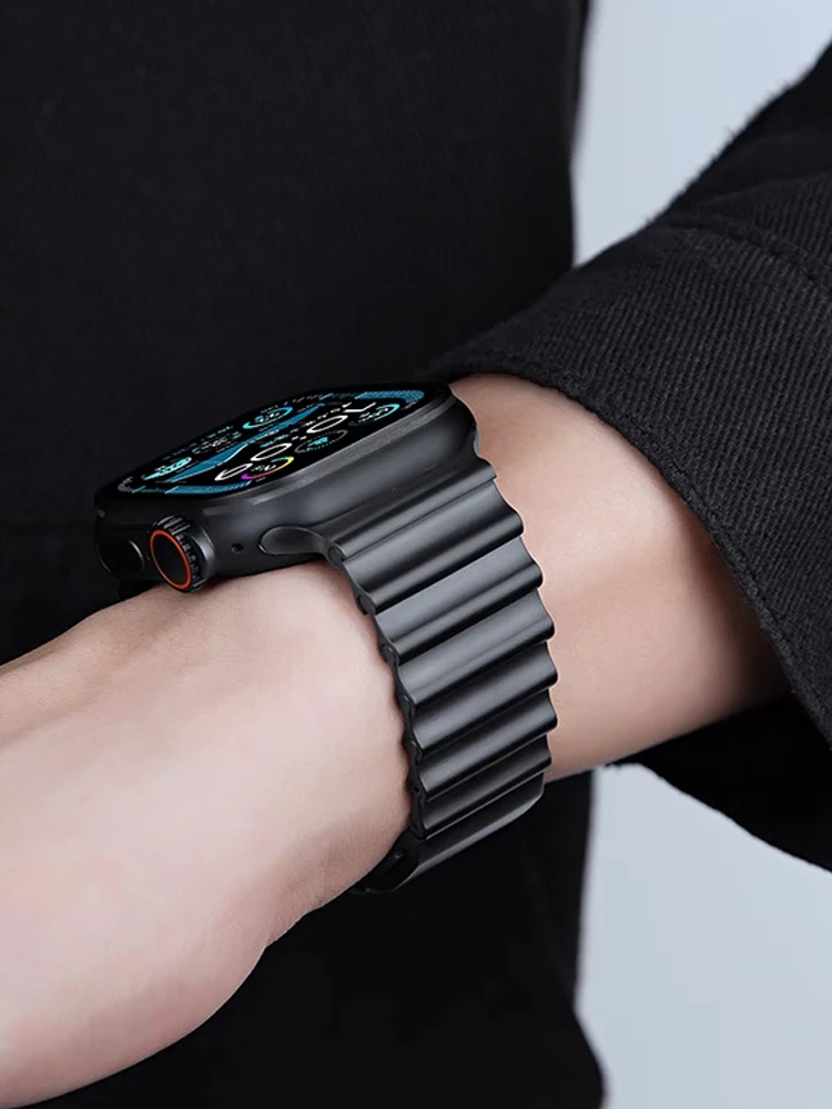 Stainless Steel Band for Apple Watch Ultra 3 11 10 9 8 7 6 SE 5 4 Metal Ocean Magnetic Strap for IWatch 42mm 44mm 45mm 46mm 49mm