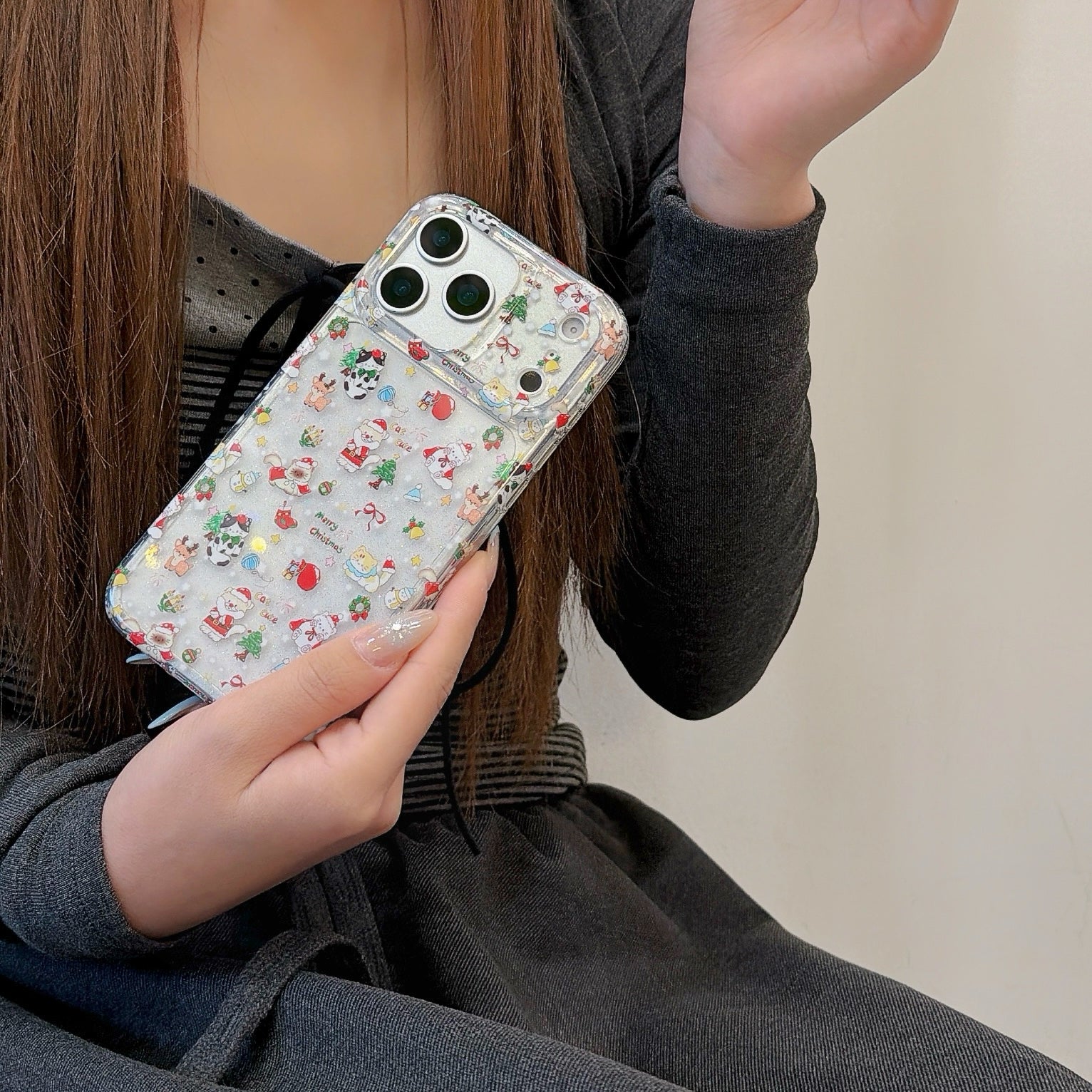 Cartoon Christmas Red Panda Cat Phone Case for iPhone 17 Pro 17 Pro Max 14 Pro Max 15 16 Pro