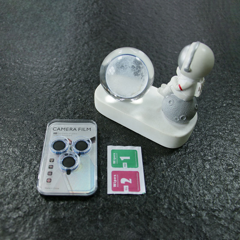 3D Diamond Glitter Screen Tempered Glass Camera Lens Protector for iPhone 17 Pro Max