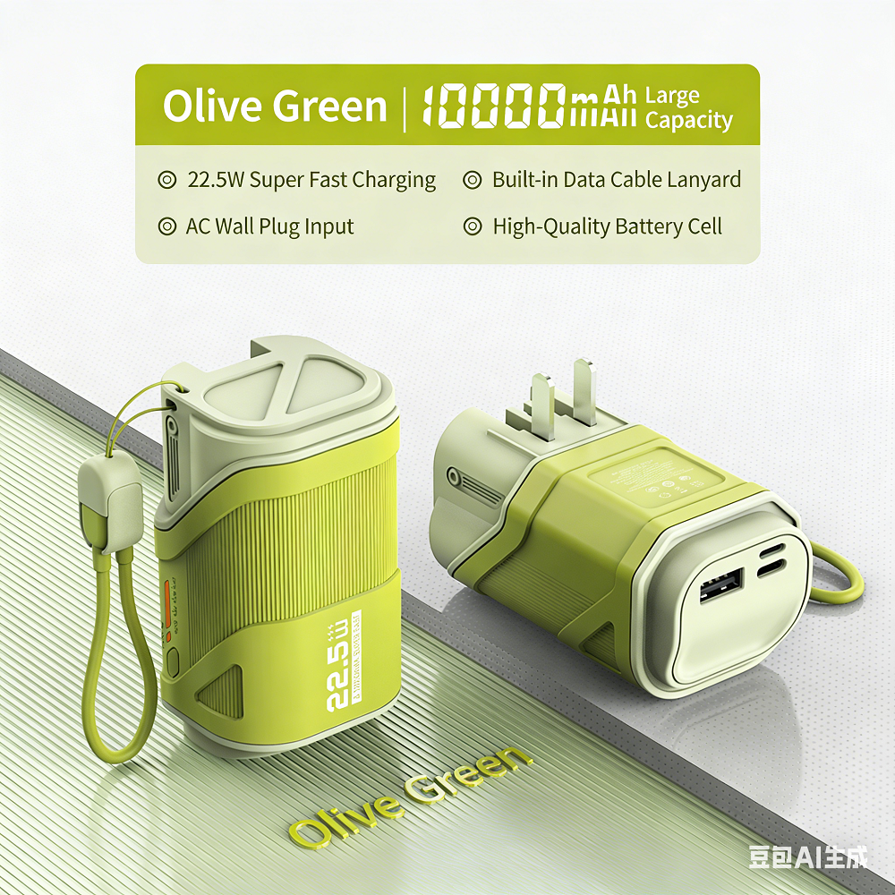 Ac Plug 3 in 1 Super Fast Charge Mini Keychain Power Bank 10000mah