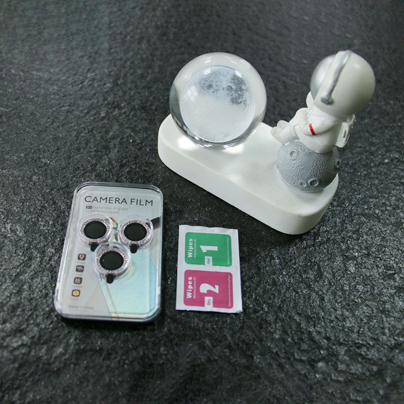 3D Diamond Glitter Screen Tempered Glass Camera Lens Protector for iPhone 17 Pro Max