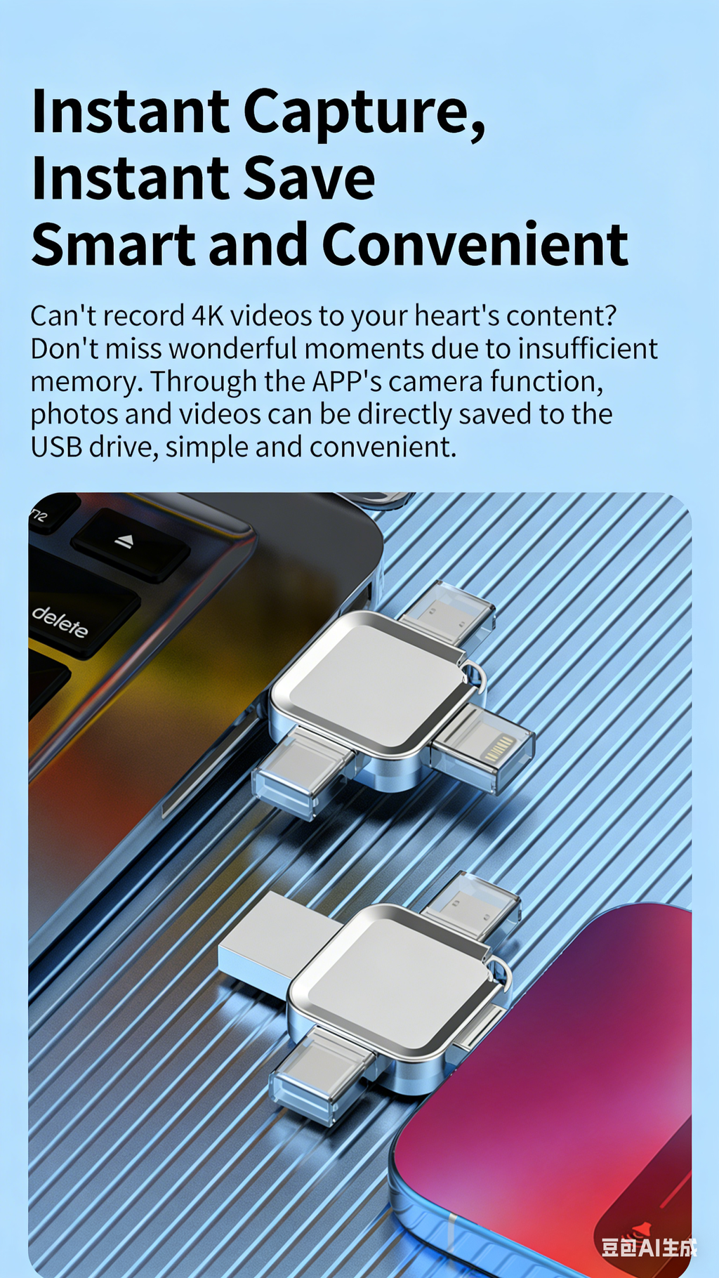 Y65 TYPE C USB Flash Drive OTG 4 IN 1 USB Stick 3.0 128GB Pen Drive 64GB 256GB Pendrive for iPhone 17 16 15 14 13 Memory Disk
