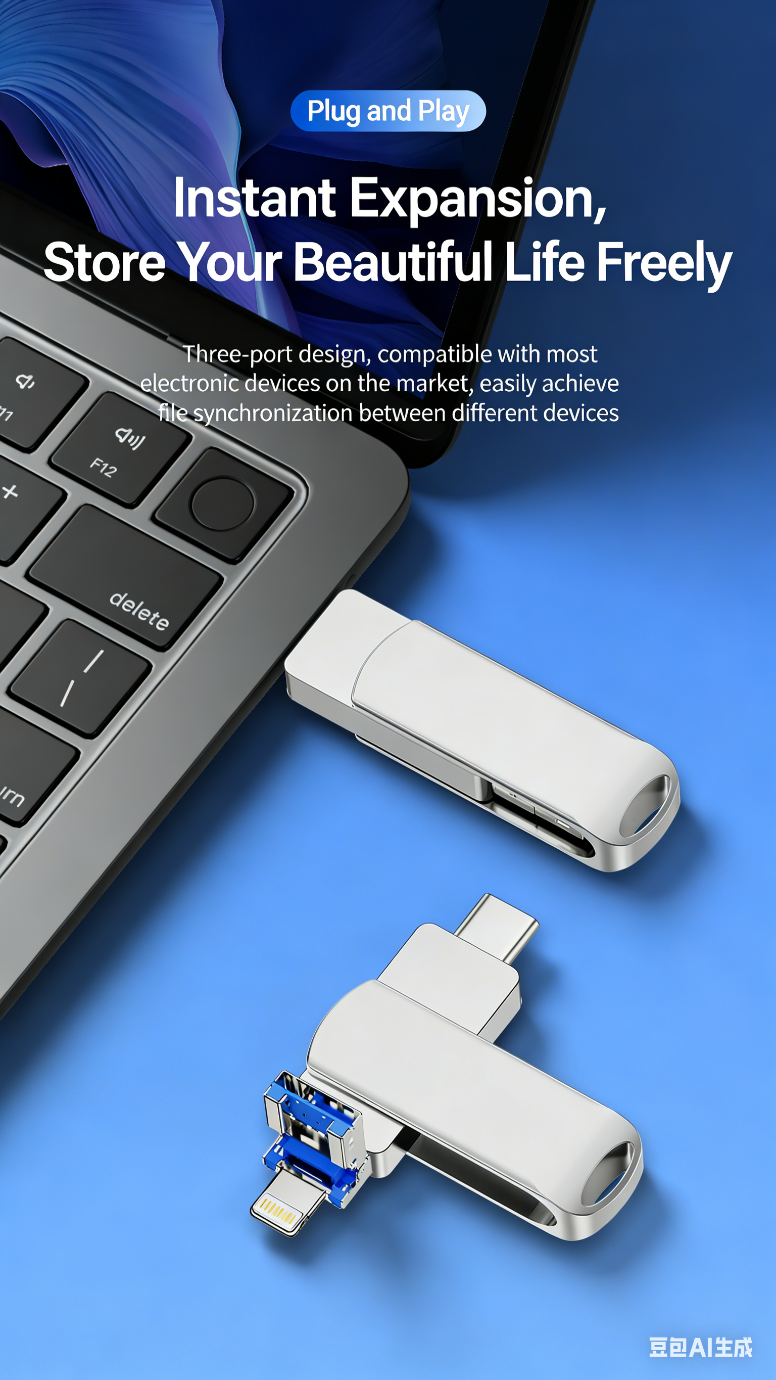Y34C TYPE C USB Flash Drive OTG 4 IN 1 USB Stick 3.0 128GB Pen Drive 64GB 256GB 512GB Pendrive for iPhone 17 16 15 14 13 Memory Disk