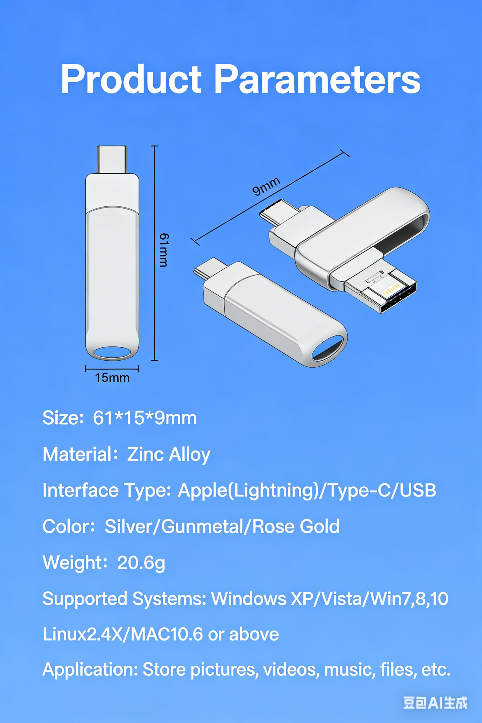 Y34C TYPE C USB Flash Drive OTG 4 IN 1 USB Stick 3.0 128GB Pen Drive 64GB 256GB 512GB Pendrive for iPhone 17 16 15 14 13 Memory Disk