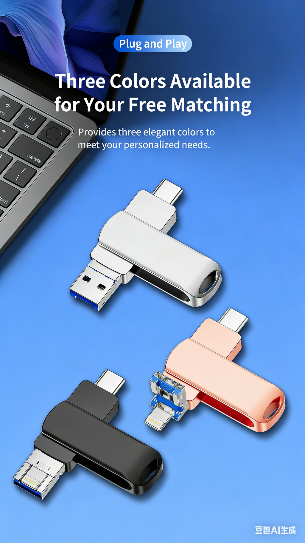 Y34C TYPE C USB Flash Drive OTG 4 IN 1 USB Stick 3.0 128GB Pen Drive 64GB 256GB 512GB Pendrive for iPhone 17 16 15 14 13 Memory Disk