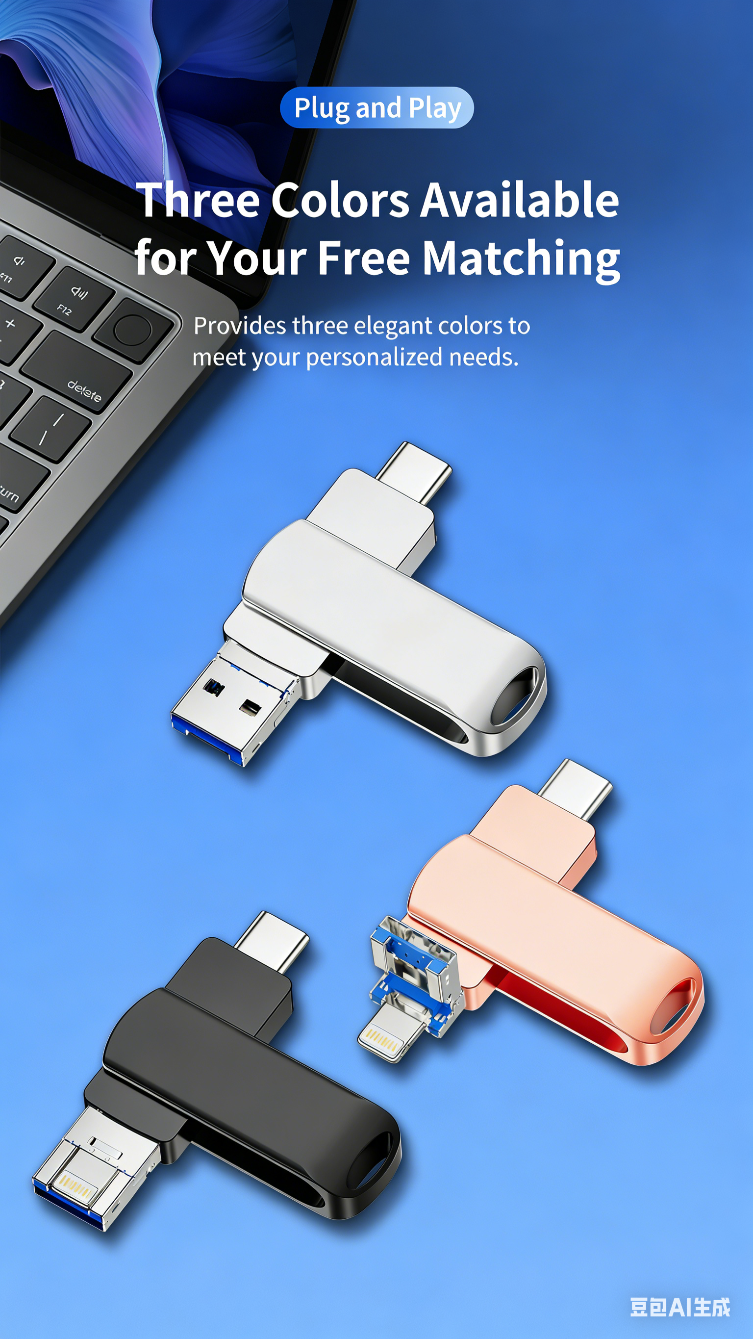 Y34C TYPE C USB Flash Drive OTG 4 IN 1 USB Stick 3.0 128GB Pen Drive 64GB 256GB 512GB Pendrive for iPhone 17 16 15 14 13 Memory Disk