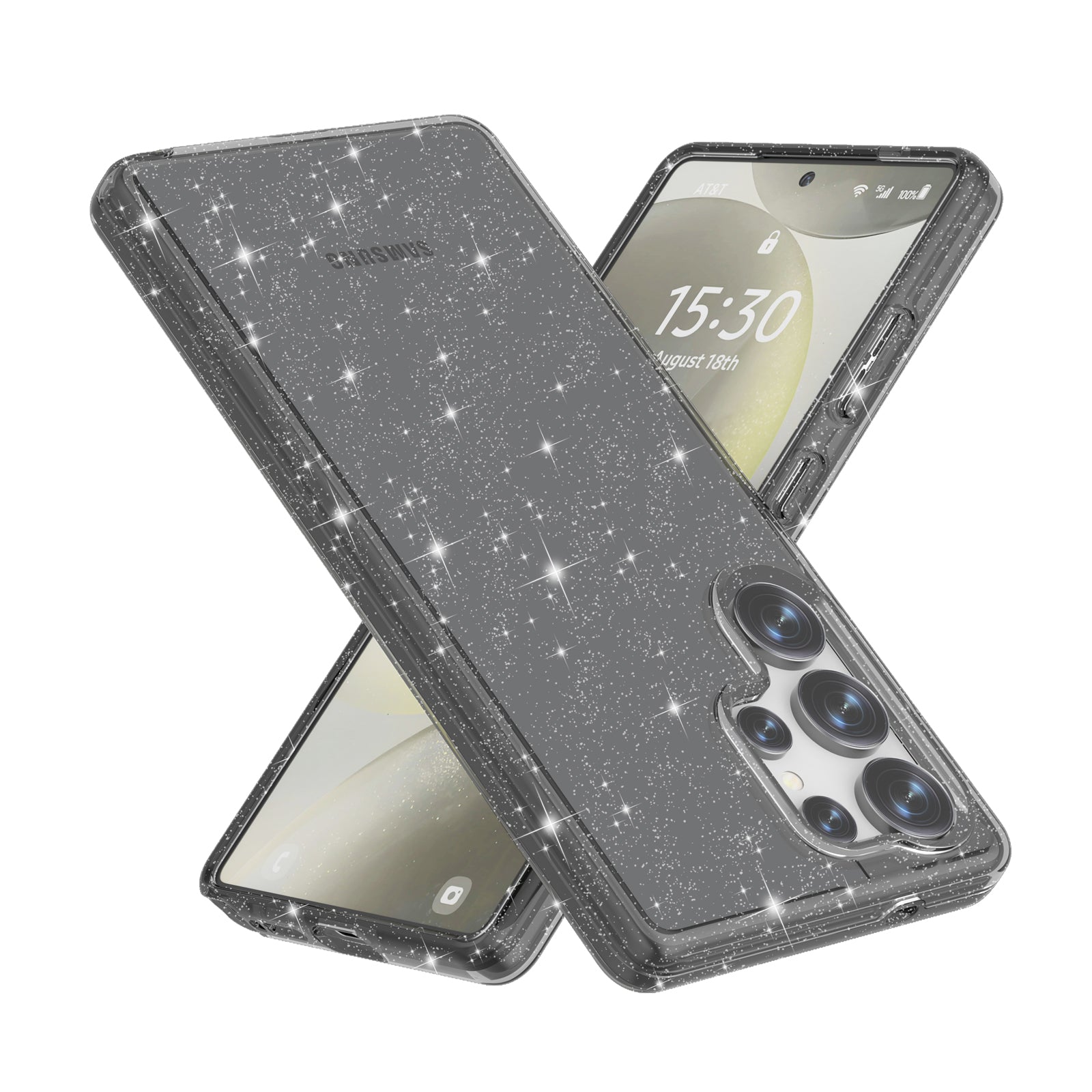 Glitter Transparent Anti-drop Protective Hard PC Soft Tpu Phone case for Samsung S25 S24 S23 S22