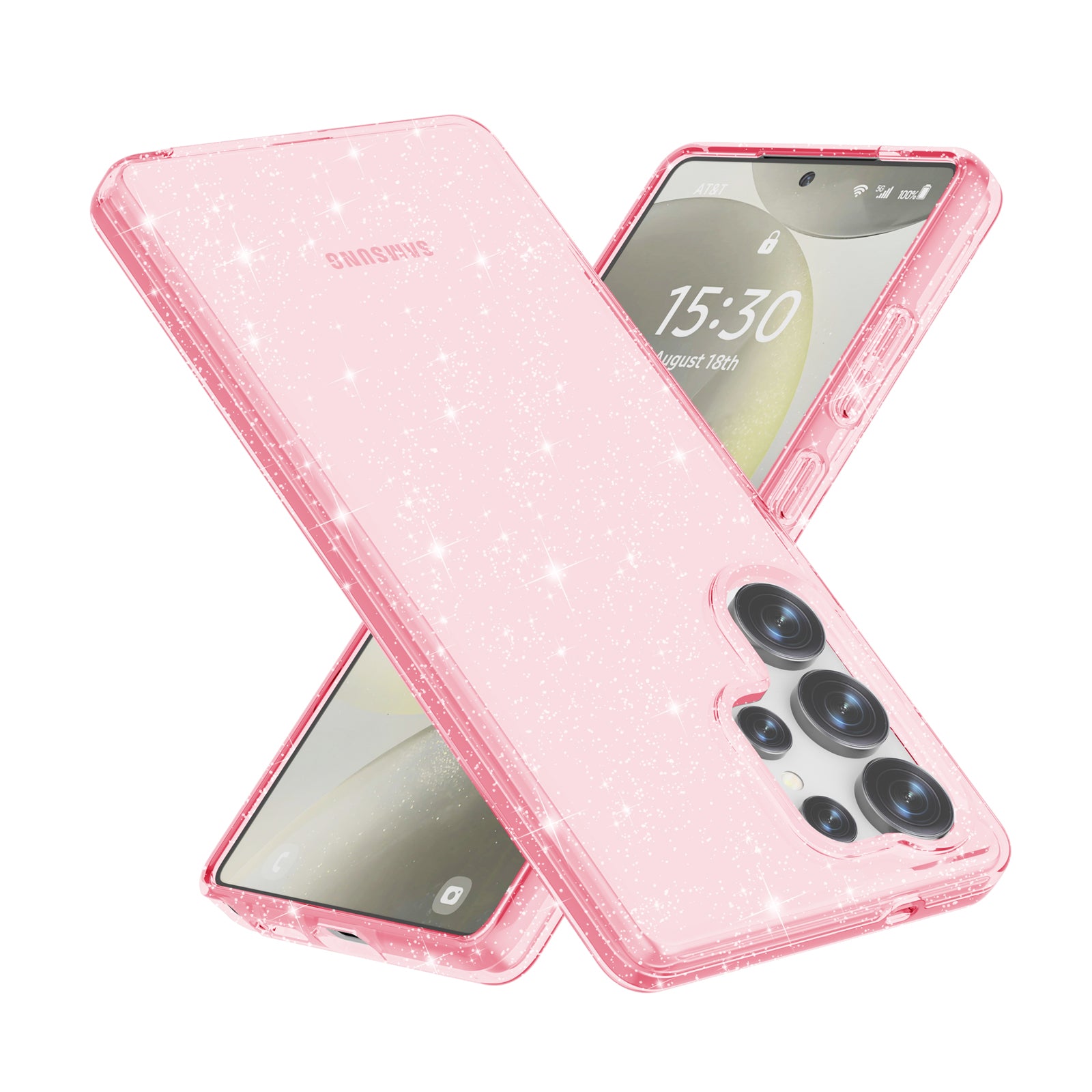 Glitter Transparent Anti-drop Protective Hard PC Soft Tpu Phone case for Samsung S25 S24 S23 S22