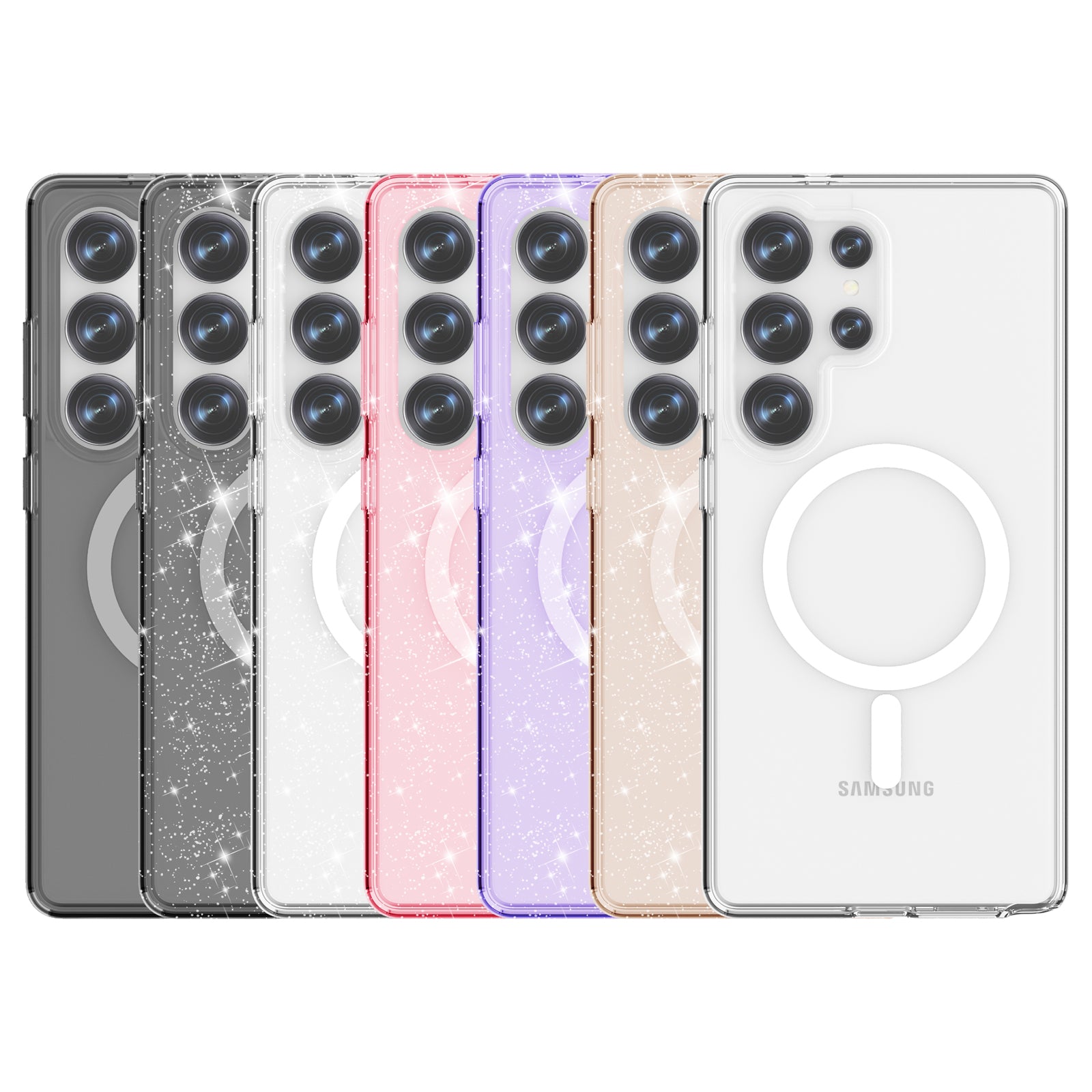 Glitter Transparent Anti-drop Protective Hard PC Soft Tpu Phone case for Samsung S25 S24 S23 S22