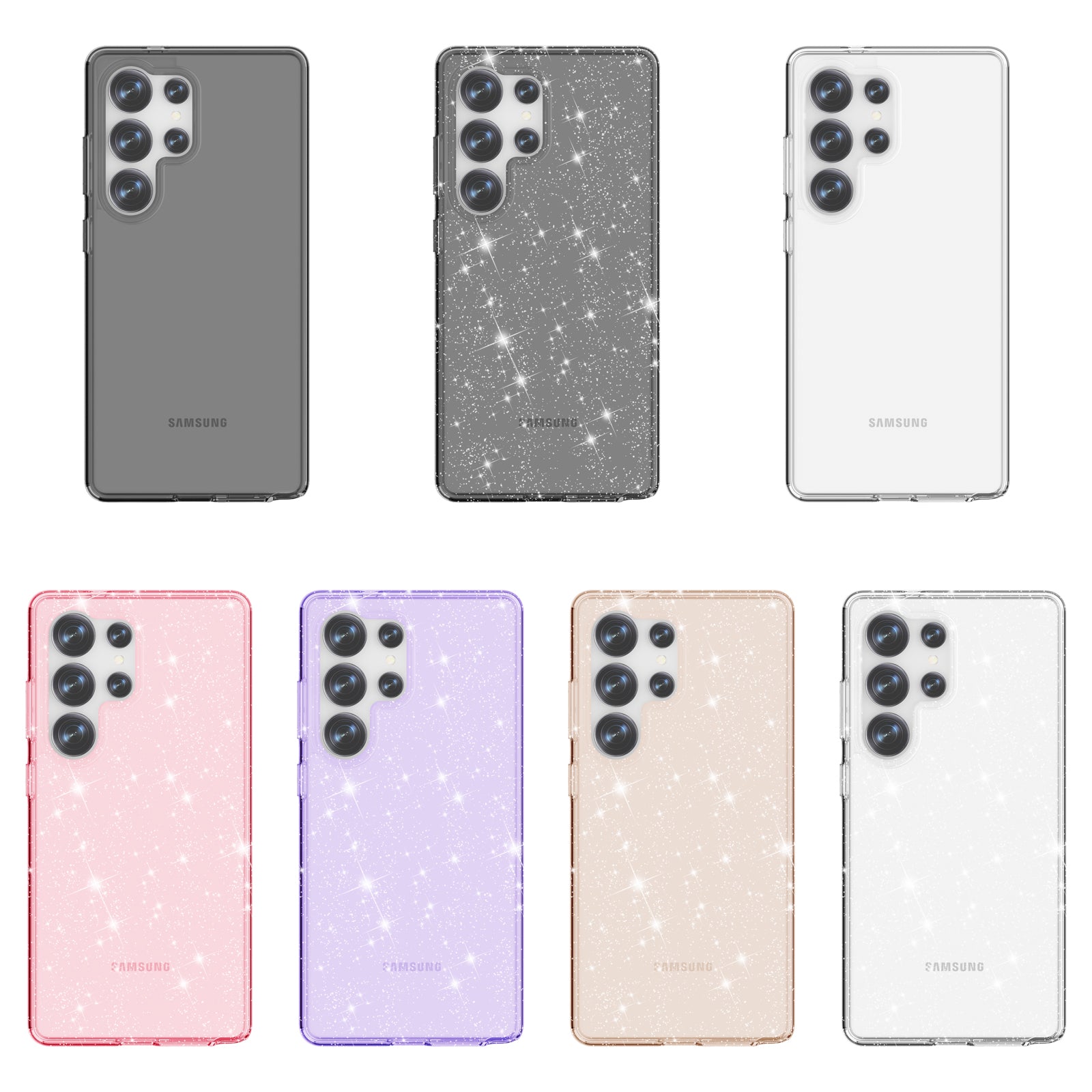 Glitter Transparent Anti-drop Protective Hard PC Soft Tpu Phone case for Samsung S25 S24 S23 S22