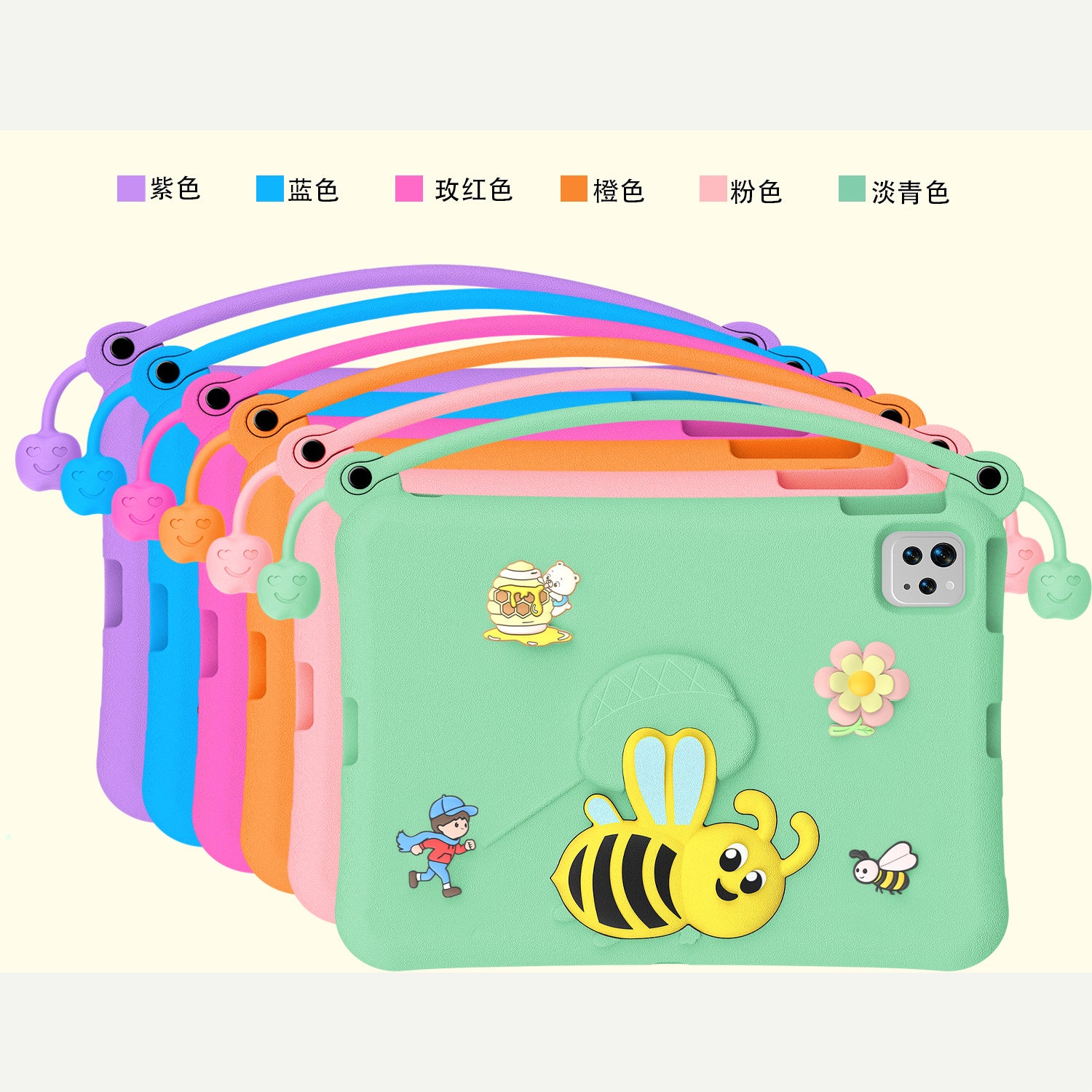 Kids EVA Anti-Fall Proof Bee Tablet Cases For iPad 9 Air 10.2 10.5 11 10.9 10 2022 Pro 9.7 12.9 Inch Armor Stand Tablet Case