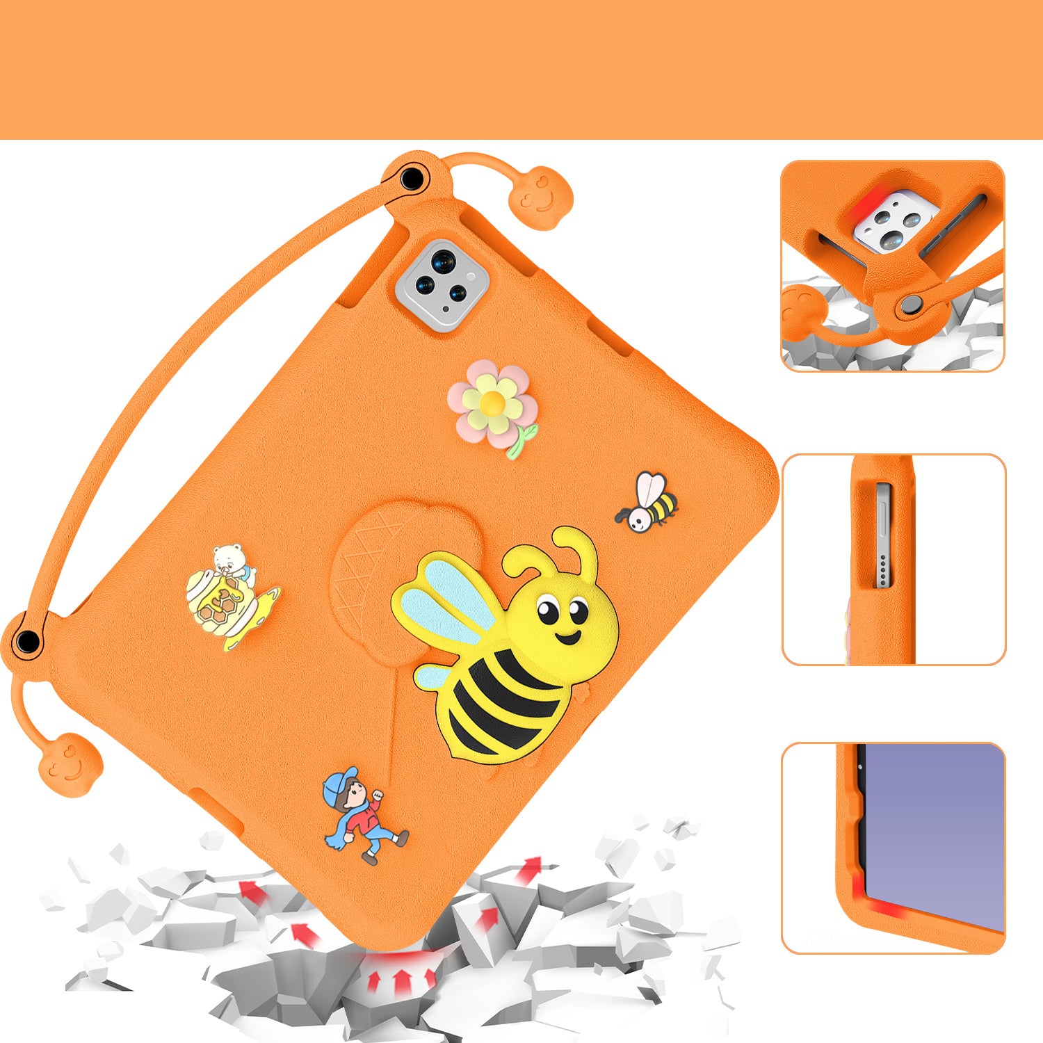 Kids EVA Anti-Fall Proof Bee Tablet Cases For iPad 9 Air 10.2 10.5 11 10.9 10 2022 Pro 9.7 12.9 Inch Armor Stand Tablet Case
