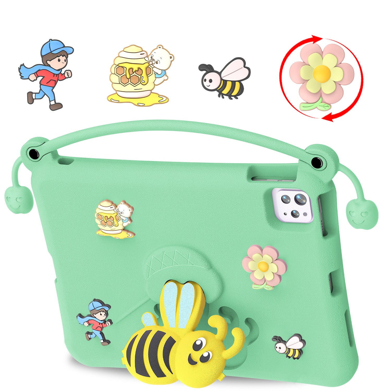 Kids EVA Anti-Fall Proof Bee Tablet Cases For iPad 9 Air 10.2 10.5 11 10.9 10 2022 Pro 9.7 12.9 Inch Armor Stand Tablet Case
