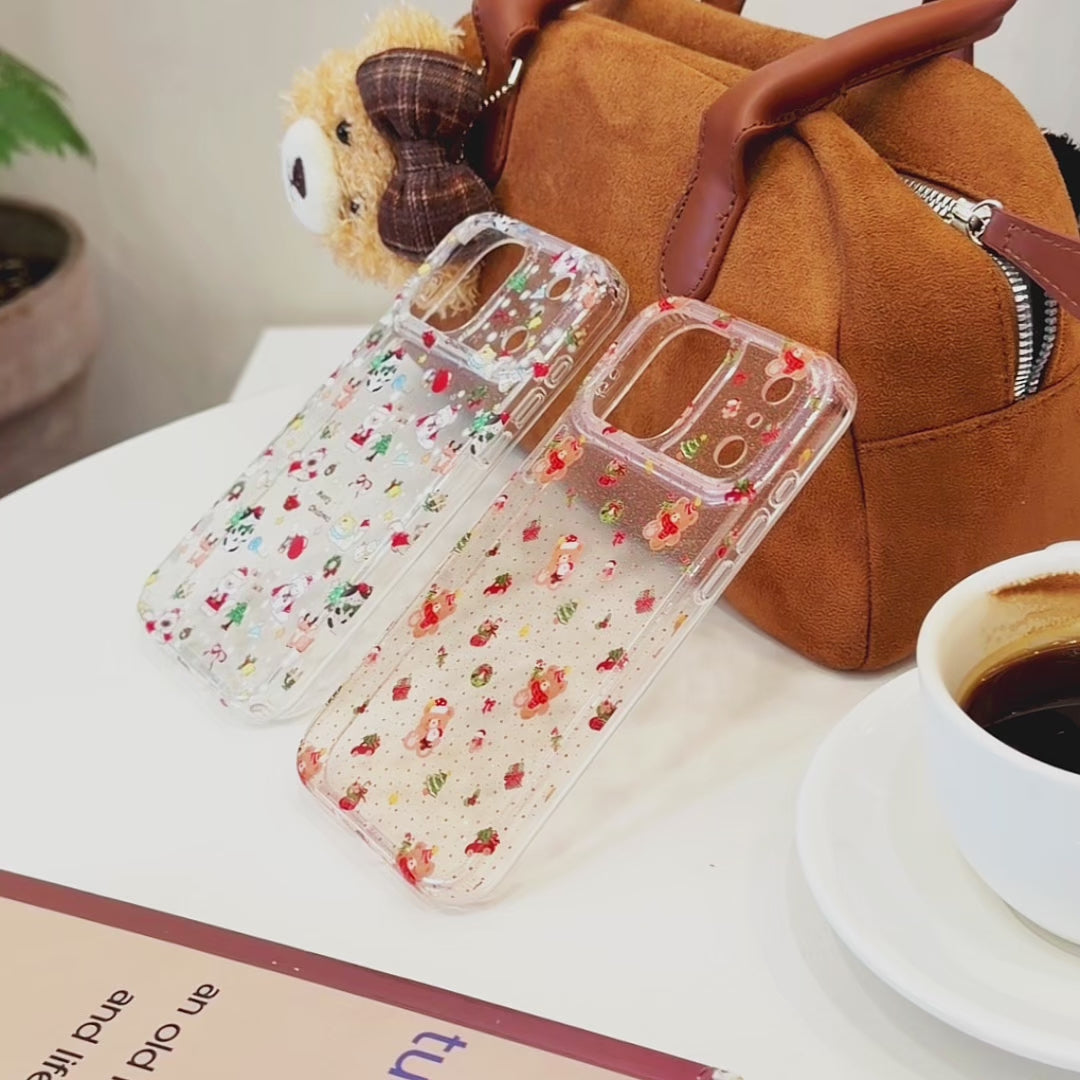 Cartoon Christmas Red Panda Cat Phone Case for iPhone 17 Pro 17 Pro Max 14 Pro Max 15 16 Pro